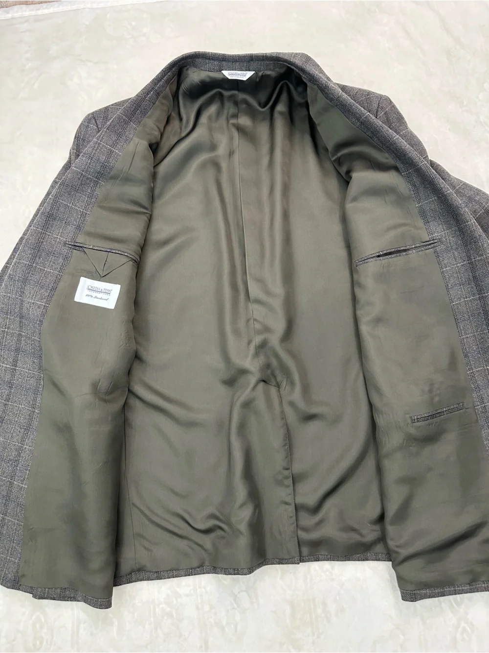 Joseph & Feiss International 100% Lambswool Sport Coat Gray Windowpane Blazer